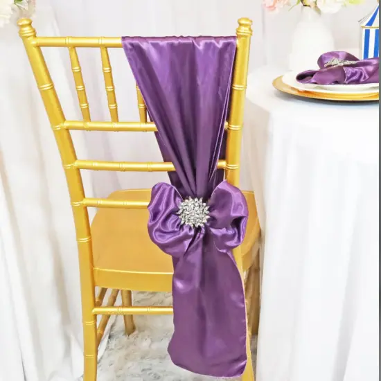 10 Pieces Wisteria Satin Chair Bands, 8"x108" Smooth Elegant Event Sashes {2}