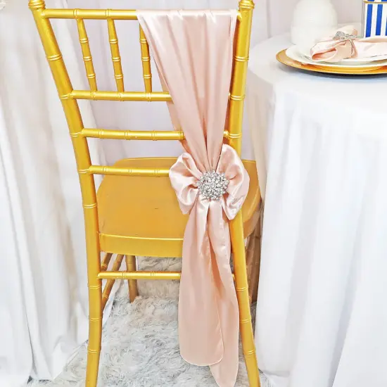 10 Pieces Blush Pink or Rose Gold Satin Chair Sashes Elegant 8"x108" Event Decor {2}