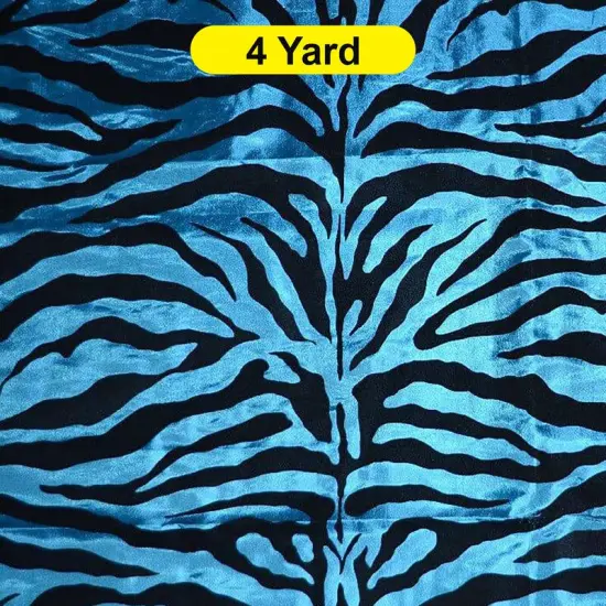 Zebra Flocking Taffeta Flocking Velvet Zebra Fabric 60" Wide Teal Zebra {1}