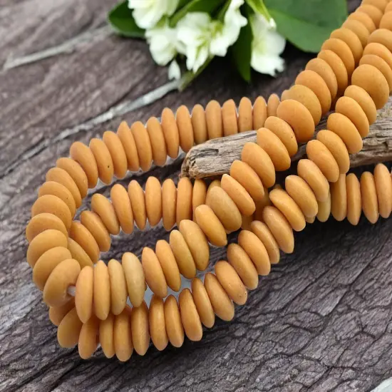 13~15mm Sunflower Yellow Recycled African Glass Heishi Beads {6}