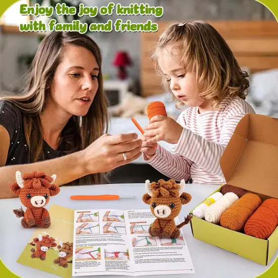 2PCS Brown Highland Cow Crochet Kit {5}
