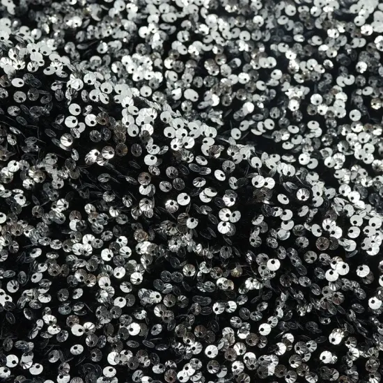 Sanibel Seashell Stretch Velvet Sequin Fabric Black/Black {4}