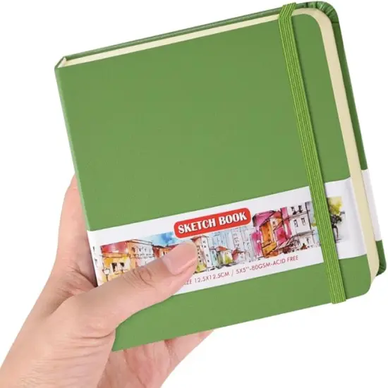 5x5 inches 80gsm 96sheets/192 Pages Notebooks Blank Sketchbooks (Green) {1}