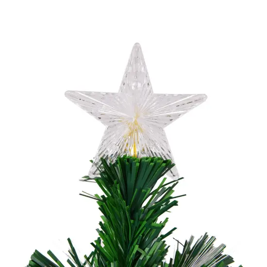 Costway 5'/6'/7'Pre-Lit Fiber Optic Christmas Tree Multicolor Lights {9}