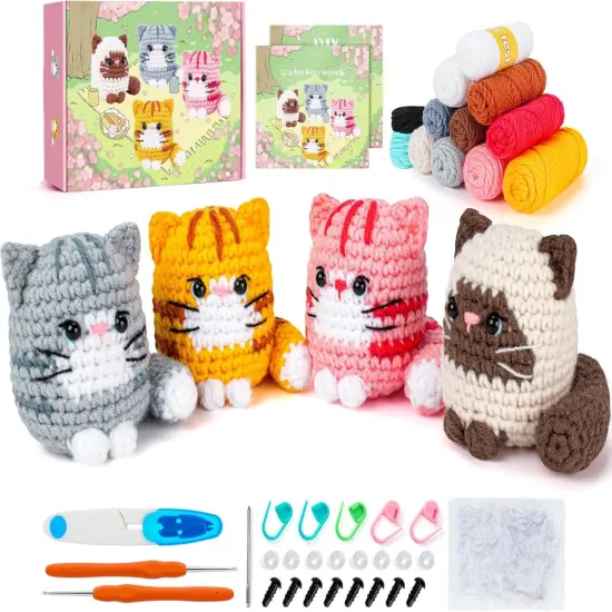 4 PCS Cat Crochet Kit {1}