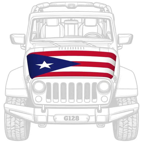 G128 Puerto Rico PR Car Hood Cover 3.94x5.25 Ft Two Triangle Fasteners Included {2}
