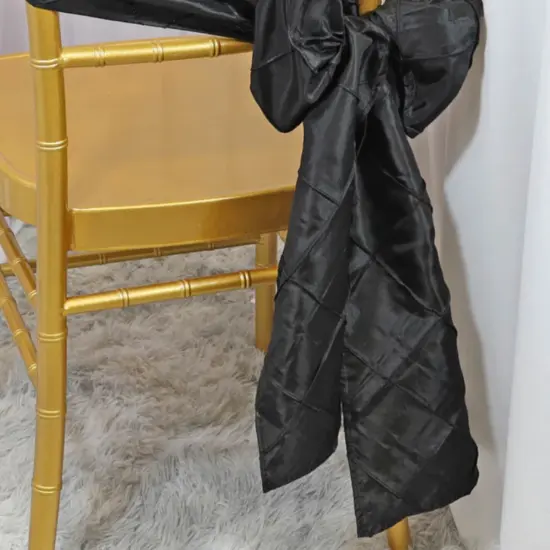 10 Pieces Chic 9.5 by 108 inch Pintuck Taffeta Chair Sashes Black {5}