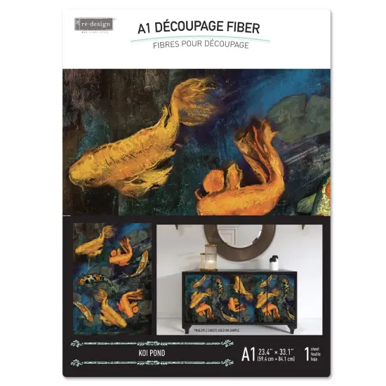 A1 Decoupage Fiber - Koi Pond - 1 sheet, A1 size {2}