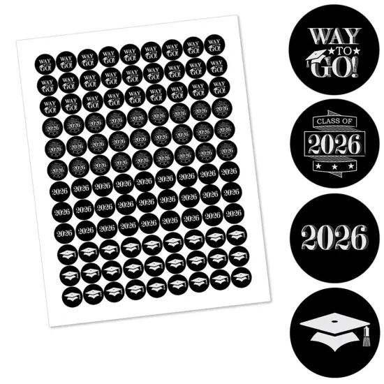 Big Dot of Happiness Graduation Cheers - Round Candy Labels 2026 Graduation Party Favors - Fits Hershey's Kisses (1 sheet of 108) {3}