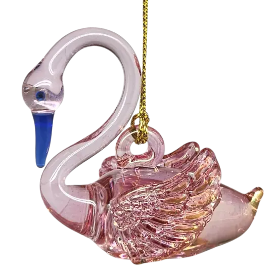 Egyptian Blown Glass Swan Ornament - Pink {1}