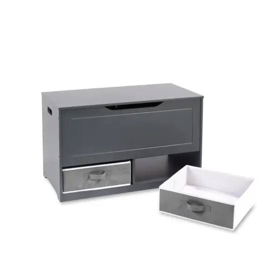 Badger Basket Up and Down Toy and Storage Box and Bench with Two Baskets - Charcoal {6}