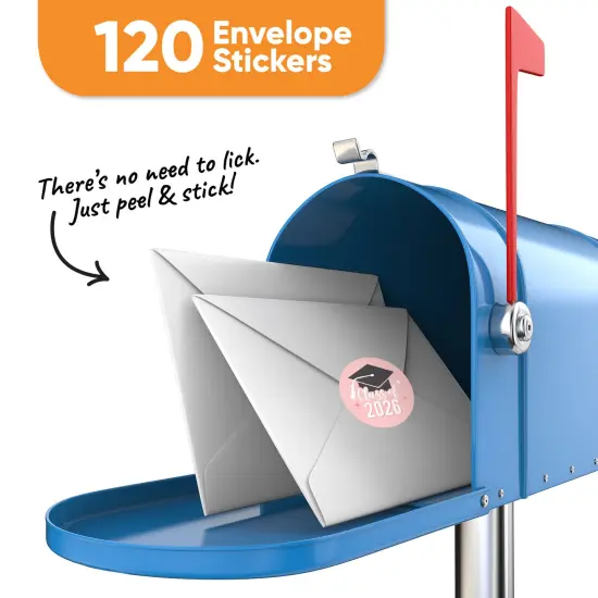 Big Dot of Happiness Class of 2026 Rose Gold Grad Envelope Seal Stickers, Round Circle Stickers to Seal Cards, Graduation Envelope Seals - 120 Count {3}