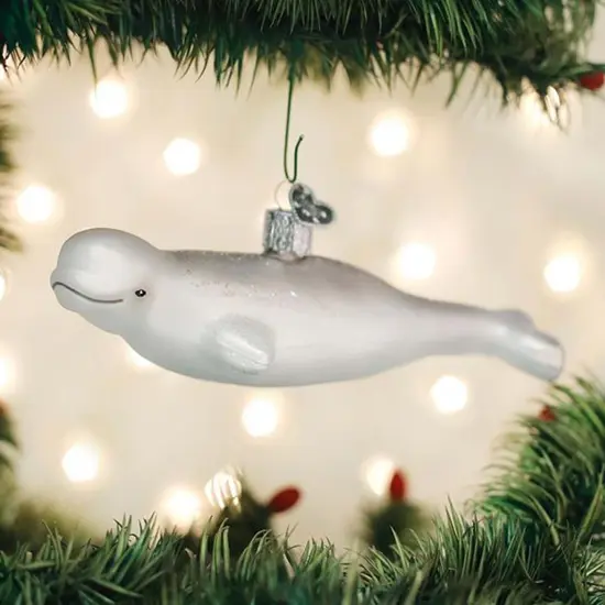Old World Christmas 1.75 In Beluga Whale Tree Ornament , Melon Head White {3}