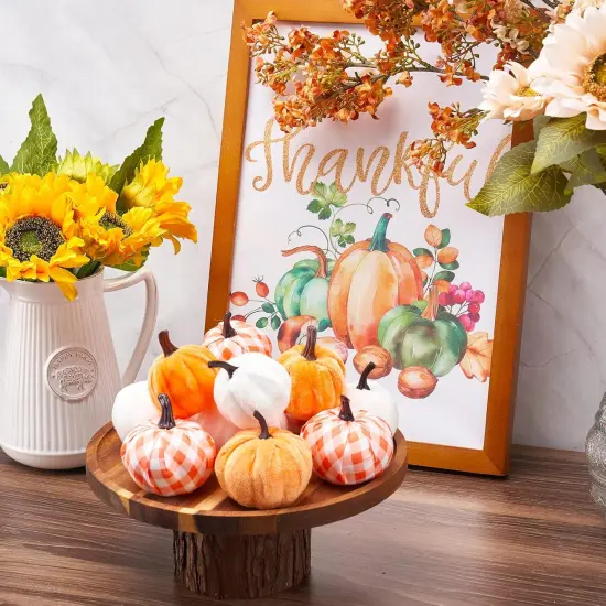 Pumpkin Decor Fake Foam Harvest Decorative Velvet Pumpkins Set of 1 {3}