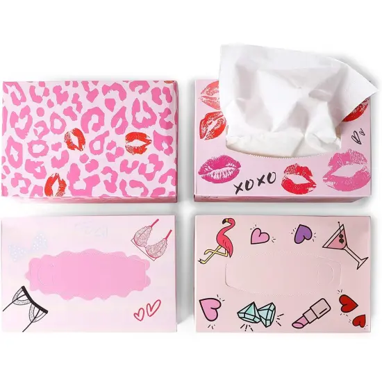 8 Pack Bachelorette Party Facial Tissue Box Set, 3-Ply, 100 Sheets/Box, 800 Sheets Total, Pink {2}