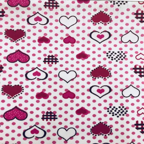 1 Yard Red Hearts Poly Cotton Fabric 59/60 Inch Width {1}