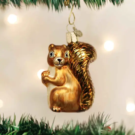 Old World Christmas 3.0 Inch Squirrel Tree Ornament , Ornament Wildlife Squirrel Gold {3}