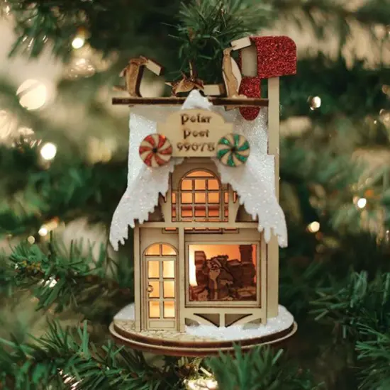 Ginger Cottages 5.0 Inch Polar Post Office Tree Ornament , Ornament Mail Box Penguins Beige {3}