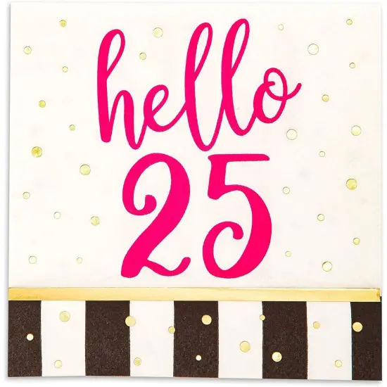 Hello 25 Party Paper Napkins (5 x 5 In, 50 Pack) White {3}