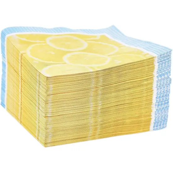 Lemon Paper Napkins for Summer Fruit Party (6.5 x 6.5 In, 150 Pack) Yellow {3}