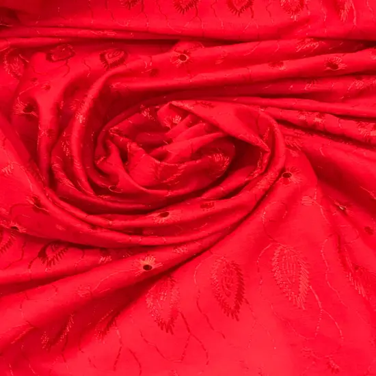 1 Yard Red Medium Eyelet Fabric with Soft Hand and Double Side Border, 41/42 Inches Wide {2}