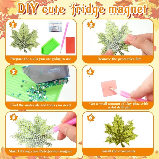 12 Pccs Fall Diamond Painting Car Ornaments Maple Leaves Kit {5}