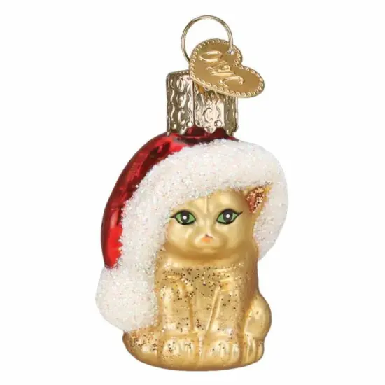 Old World Christmas 2.0 Inch Mini Santa's Kitten Christmas Tree Ornament , Gumdrops Collection Feline Gold {1}