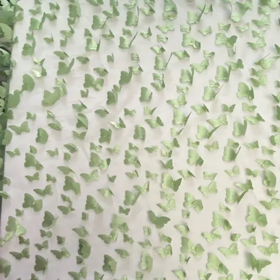 1 Yard Sage Green 3D Butterfly Stretch Mesh Fabric with Satin Appliqu&eacute;s for Dresses and Crafts 54 Inch Wide {2}
