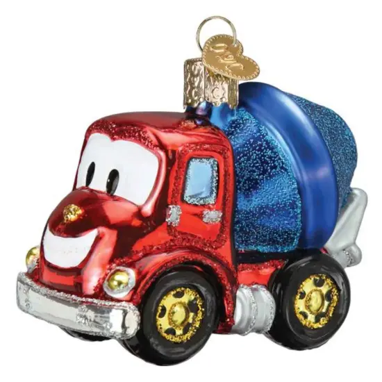 Old World Christmas 2.75 In Cheerful Cement Truck Tree Ornament , Ornament Construction Toy Blue {1}