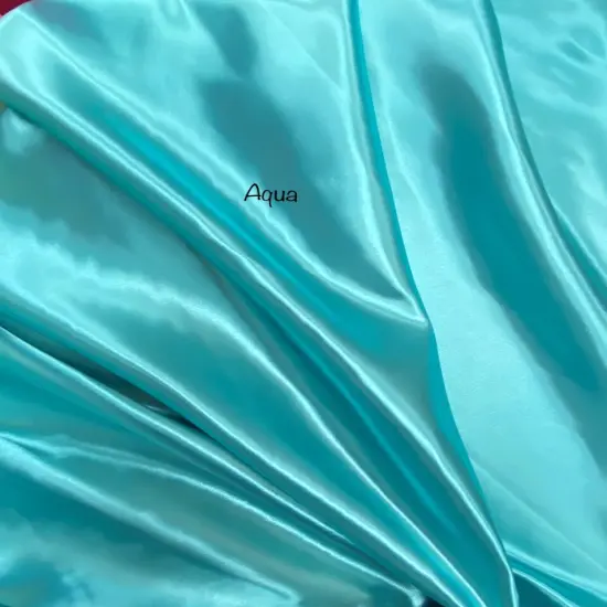 1 Yard Aqua Bridal Satin Fabric 58/60 Inch Wide Smooth Shiny Polyester for Dresses, Crafts & Decor {1}
