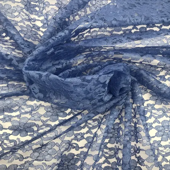 1 Yard Coppen Blue Rachelle Lace Fabric Sheer Floral Mesh for Sewing, Dresses & Decor 58&Prime;-60&Prime; Wide {1}