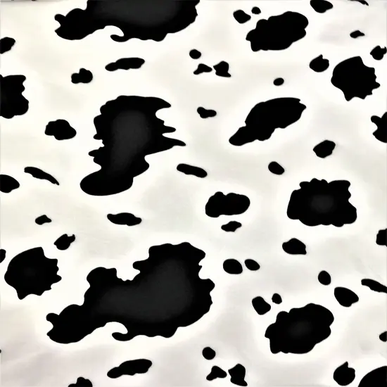 1 Yard Black Cow Print Satin Fabric White Spots Lightweight Shiny Polyester 59/60 Inch Width {1}