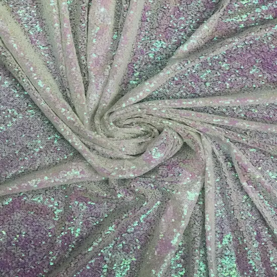 1 Yard Iridescent Unicorn White Sequin Fabric Polyester Shimmering Glitz 52/54 Inches Wide {2}