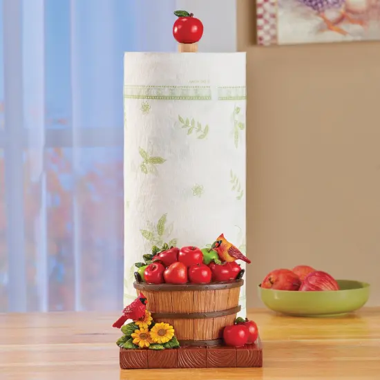Collections Etc Hand-Painted Harvest Apple Paper Towel Holder {1}