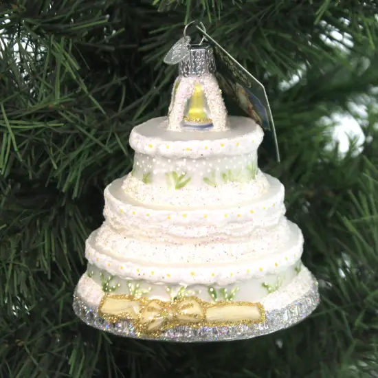 Old World Christmas 3.75 In Wedding Cake. Tree Ornament , Bride Groom Ornament White {3}