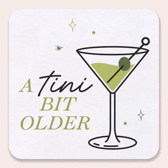Big Dot of Happiness 25 Ct A Tini Bit Older Drink Coasters, 4-Inch Disposable Square Paper Coasters for Martini Birthday Party {1}