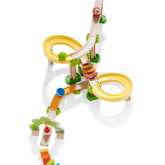 HABA Marble Run Building Set - Kullerbu Sim-Sala-Kling with Musical Effects and Domino Blocks, Ball Run Track Toy for Toddlers 2 and Up Multicolor {4}