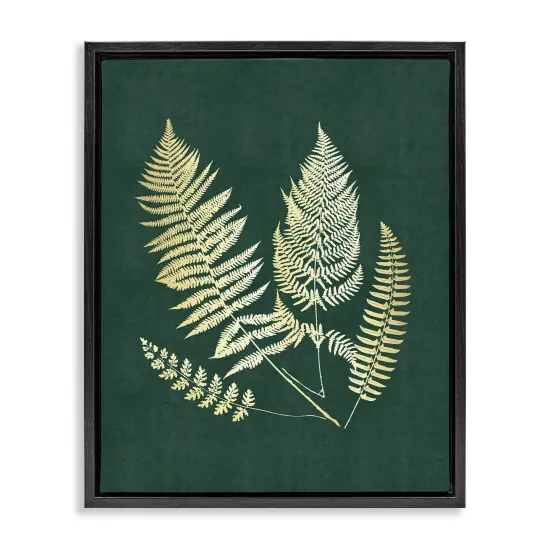 Stupell Industries Gilded Fern Sprigs Framed Floater Canvas Wall Art Design by JJ Design House LLC {1}