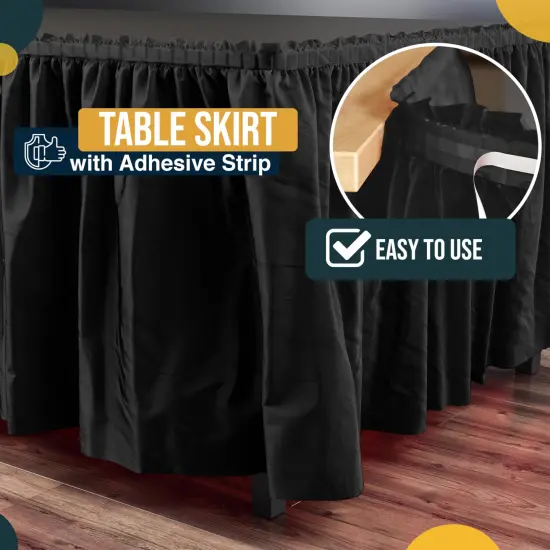 Ruffle Disposable Table Skirt 14 Ft Long Pleated Table Skirts with Adhesive Strip &ndash; Fits 6ft+ Rectangle or Round Tables &ndash; Ideal for Birthday Parties, Gender Reveal, Baby Showers & Event Decorations 6 pack by Exquisite Black {3}