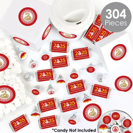Big Dot of Happiness 2025 Year of the Snake - Lunar New Year Candy Favor Sticker Kit - 304 Pieces {3}
