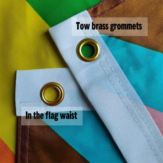 Double Sided Progress Rainbow Gay Pride Flag 2x3 Outdoor- UV Fade Resistant LGBTQ All Inclusive Progressive Flags with 2 Grommets {4}