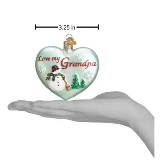 Old World Christmas 3.25 In Grandpa Heart Christmas Tree Ornament , Ornament Love Snowmen Green {2}