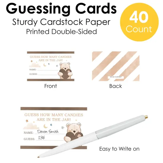 Big Dot of Happiness We Can Bearly Wait - How Many Candies Teddy Bear Baby Shower Game - 1 Stand and 40 Cards - Candy Guessing Game {6}