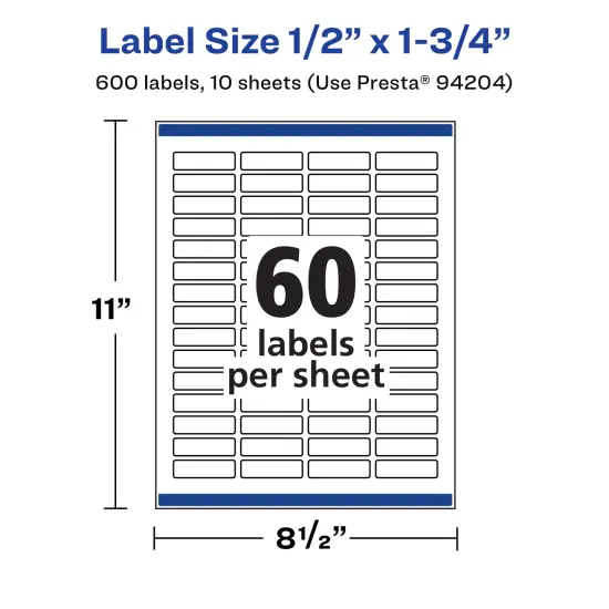 Avery Durable Waterproof Rectangle Labels with Sure Feed, .5" x 1.75" {5}