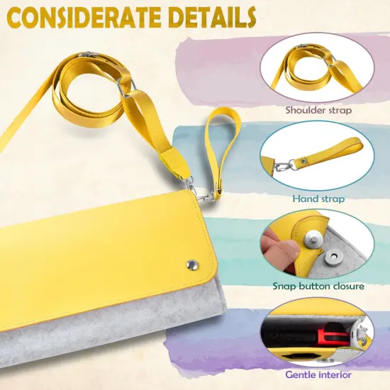 Insten Carrying Case Purse For Nintendo Switch and OLED Model, PU Leather Cover Travel Bag Sleeve Pouch, With Detachable Shoulder and Hand Strap For Girls Boys Women, Yellow {4}
