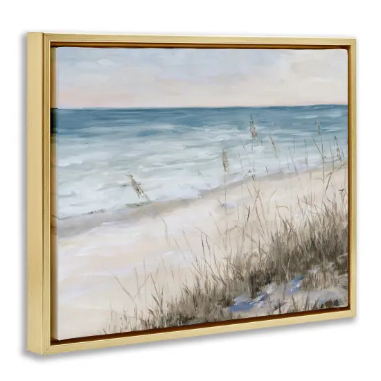 Stupell Industries Traditional Beach Coast Line Framed Floater Canvas Wall Art Gold Floater Frame {3}