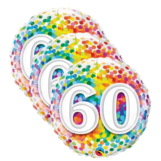 60 Rainbow Confetti 18" Foil Mylar Balloon {5}