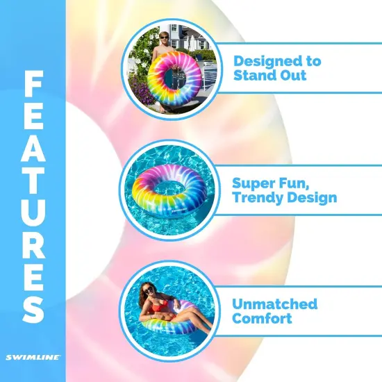 Swimline Inflatable Spiral Tie Dye Swimming Pool Ring - 36.5" Multi {7}