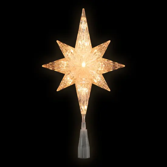 Northlight 11" Lighted 8 Point Bethlehem Star Christmas Tree Topper - Clear Lights , Green Wire {4}