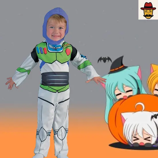 Boys Buzz Lightyear Costume from Toy Story with Hooded Jumpsuit for Halloween Fun {5}